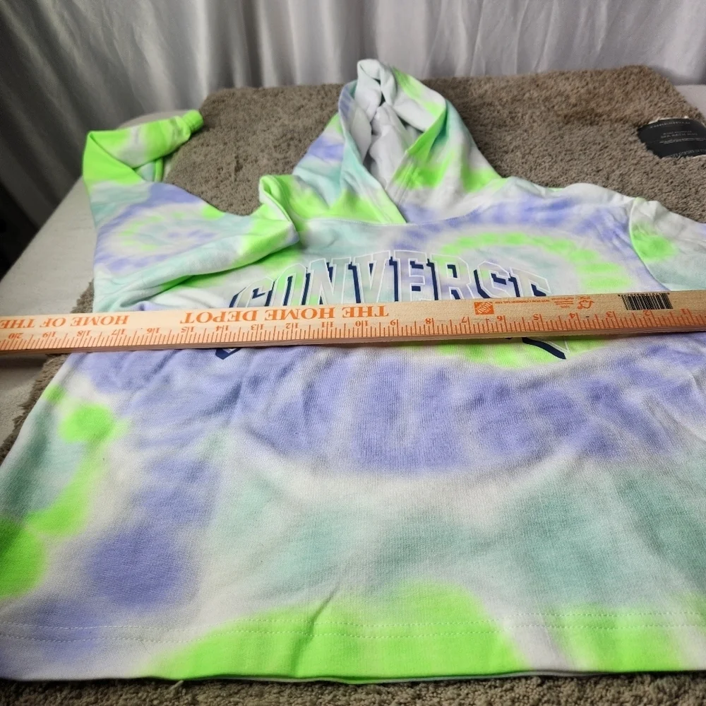 Converse L Green Girl's All Over Print Tie-Dye Boxy Hoodie (Big Kids) Size L